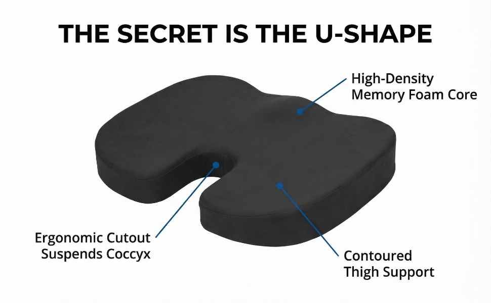 Coccyx Orthopedic Memory Foam - Sciatica Relief - Seat Cushion - view 51