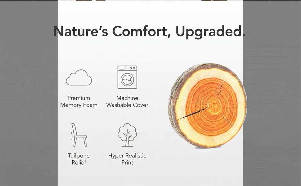 Log Maple Slice Memory Foam Seat Cushion Decorative Pillow - Bring Nature Home - view 51