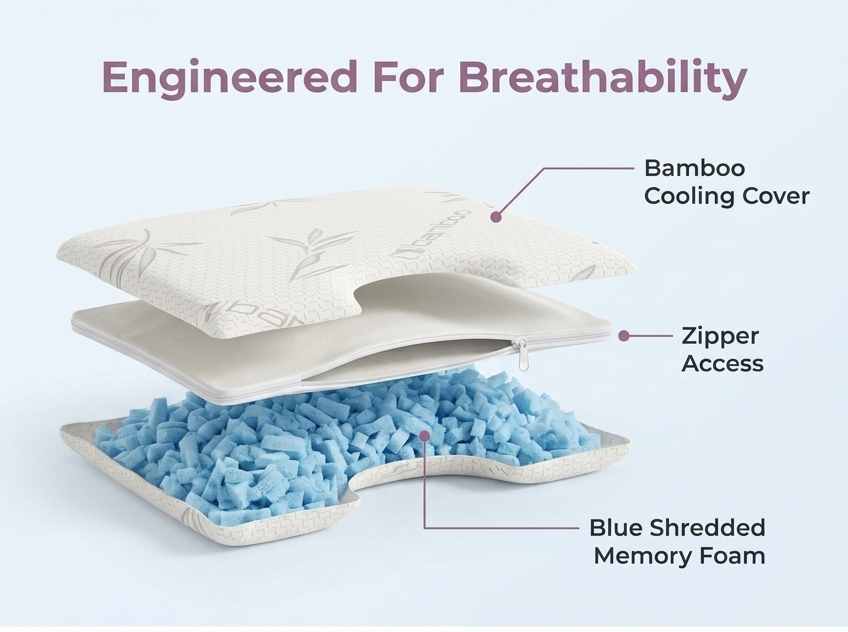 Insert Topper - Bamboo Cooling Blue Shredded Memory Foam - view 17