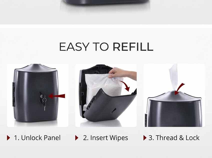 Wipes Dispenser - Wall Mounted - Disinfectant - Contemporary Anti-Roping Design - view 35