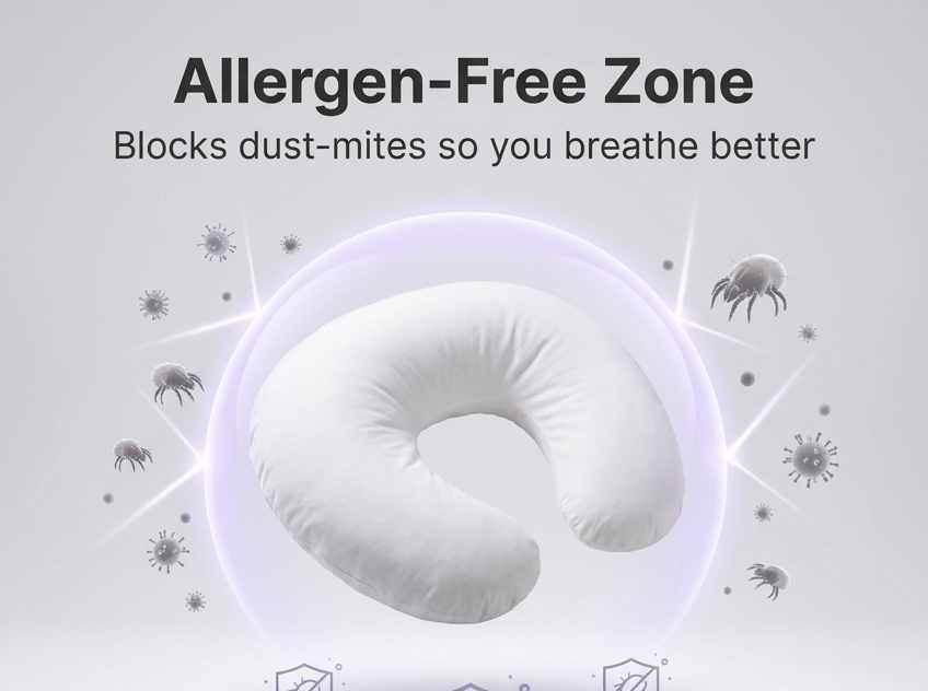 Allergen-Free Cover For C-Shaped Full Body Pillow - Stain Resistant - Pillow Cover, White - view 19