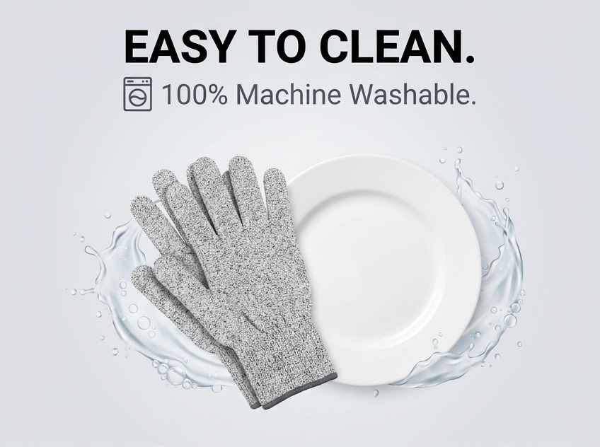 Kevlar No Cut Kitchen Gloves - Machine Washable - High Grade Polyethylene - Light Weight - view 76