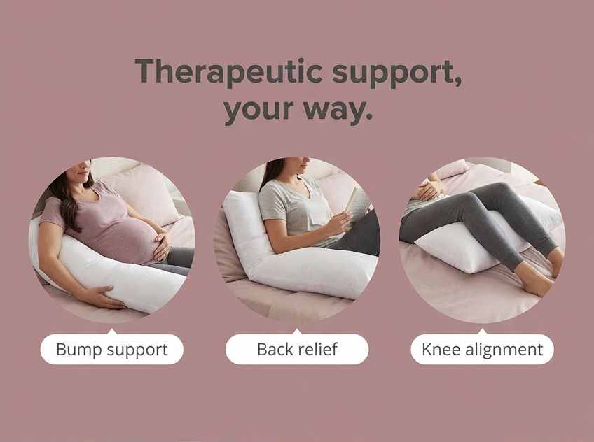 L-Shaped Body Pillow - Prenatal Pregnancy Pillow - Side Sleeper, Superior, White - view 19