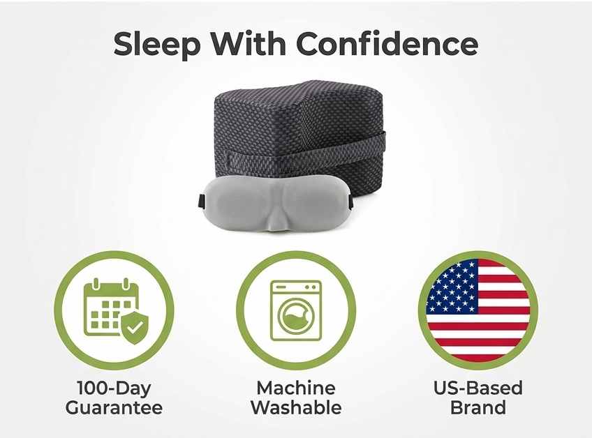 Leg and Knee Spacer Memory Foam Pillow W/Strap + Eye Mask - view 20