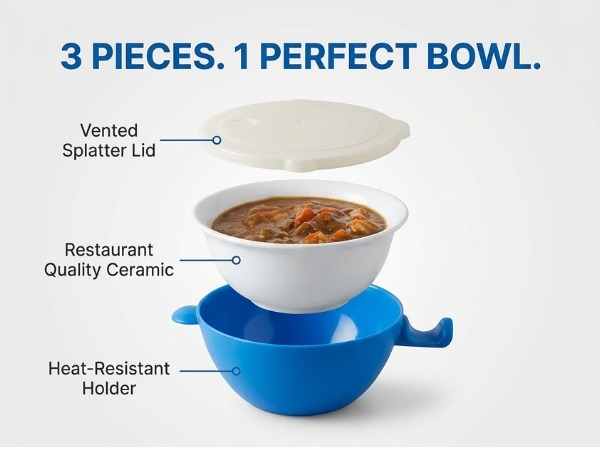 Hitnotion-Touch Microwave-Safe 3-Piece Bowl Set, 24 oz, Blue - view 20