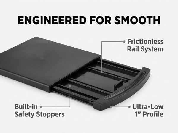 Kitchen Under-Cabinet Sliding Shelf - Countertop Pull-Out Tray - Easy Gliding, Black - view 20