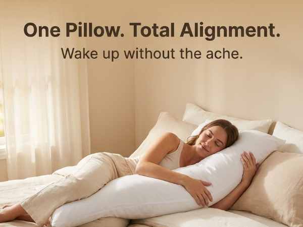Boomerang Body Pillow - V-Shaped Side Sleeper - Superior Comfort, White - view 20