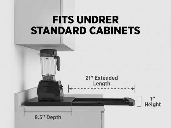 Kitchen Under-Cabinet Sliding Shelf - Countertop Pull-Out Tray - Easy Gliding, Black - view 21