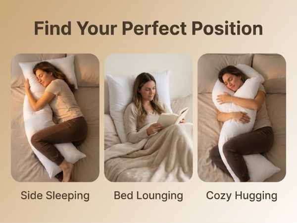 Boomerang Body Pillow - V-Shaped Side Sleeper - Superior Comfort, White - view 24