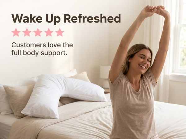 Boomerang Body Pillow - V-Shaped Side Sleeper - Superior Comfort, White - view 25