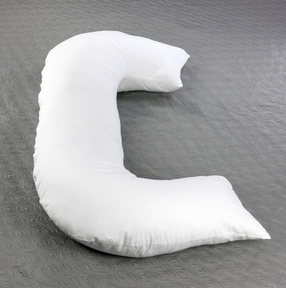 C-Shaped Full Body Pillow - Hypoallergenic Synthetic Fiber Fill - Unique Letter C Design - Body Pillow, White