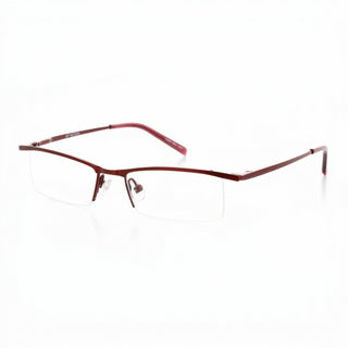 Unisex Rectangle Eyeglasses, Brushed Magenta | Semi-Rimless - Brushed Magenta