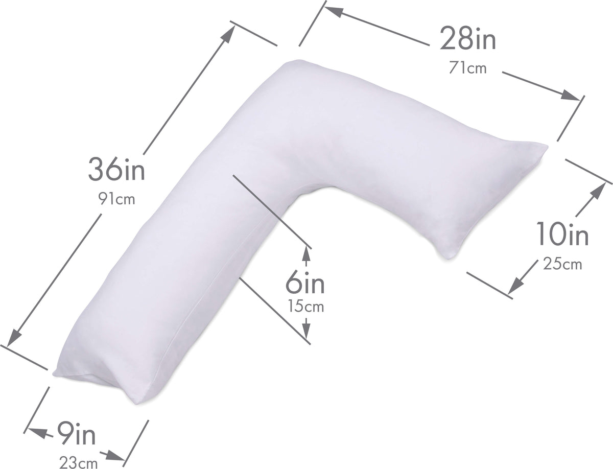 L-Shaped Body Pillow - Prenatal Pregnancy Pillow - Side Sleeper, Superior, White