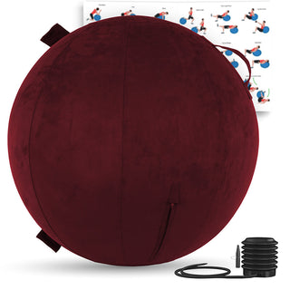 Yoga Ball SET - 26 inch/ 65cm -  Aspen Edition - Micro Suede Leather  - Manual Pump / Deflate - Dark Blue