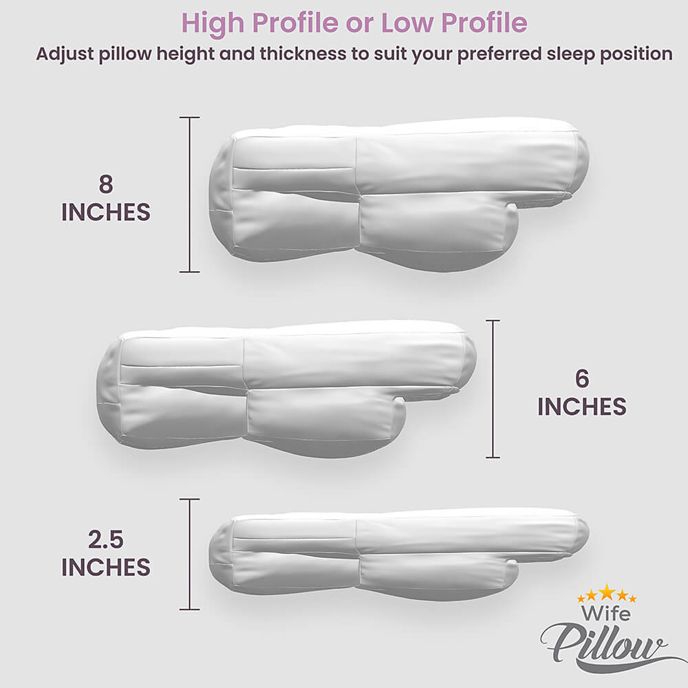 Elevate your Wife Pillow sleep experience with .9 lbs of premium stuffing. Adjust for the perfect comfort and support level.