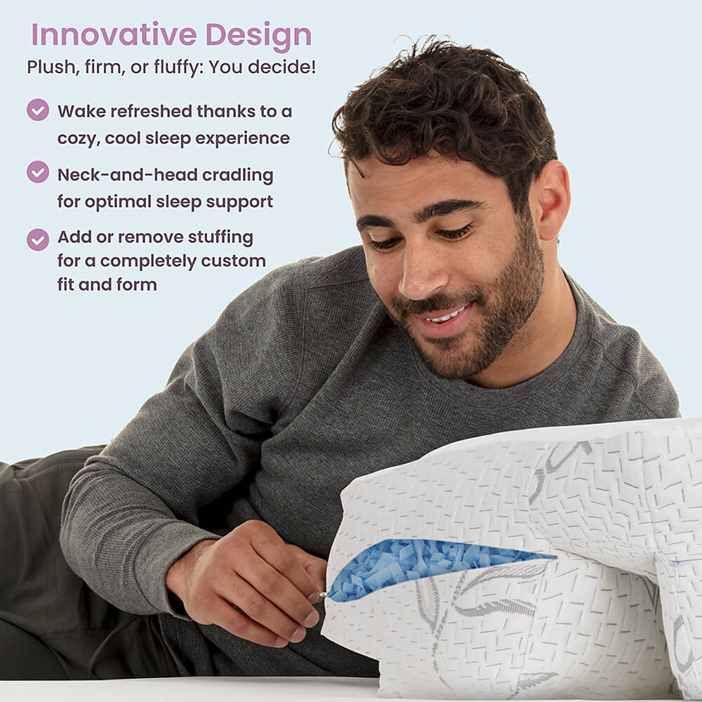 Elevate sleep with customizable Wife Pillow and CertiPUR-US Premium Shredded Memory Foam Cooling Proprietary Blend with 4 Types Of Pillowcase Options.