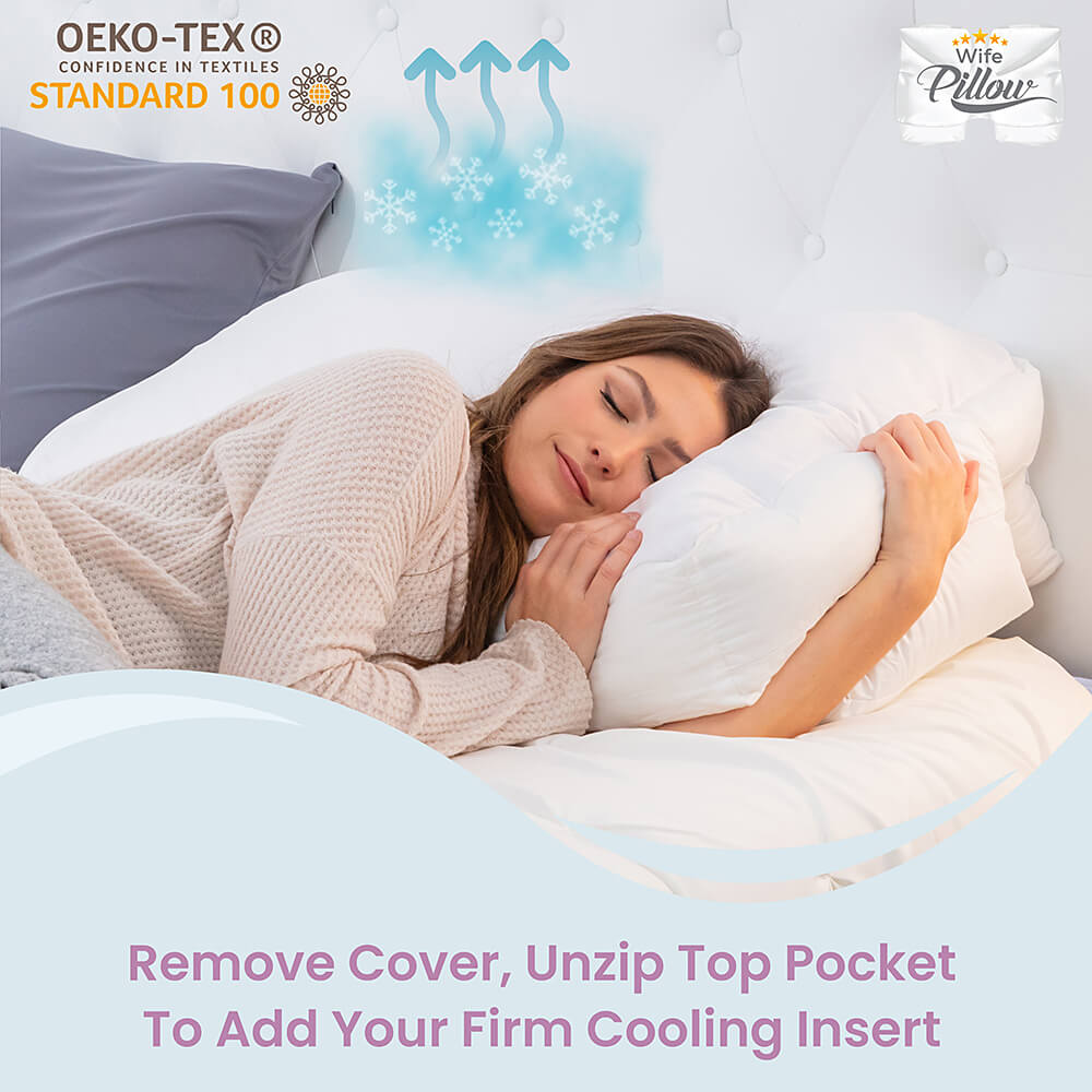 Firm cooling gel support pillow with OEKO-TEX 100 certified linner and Certipur-US certified memory foam.