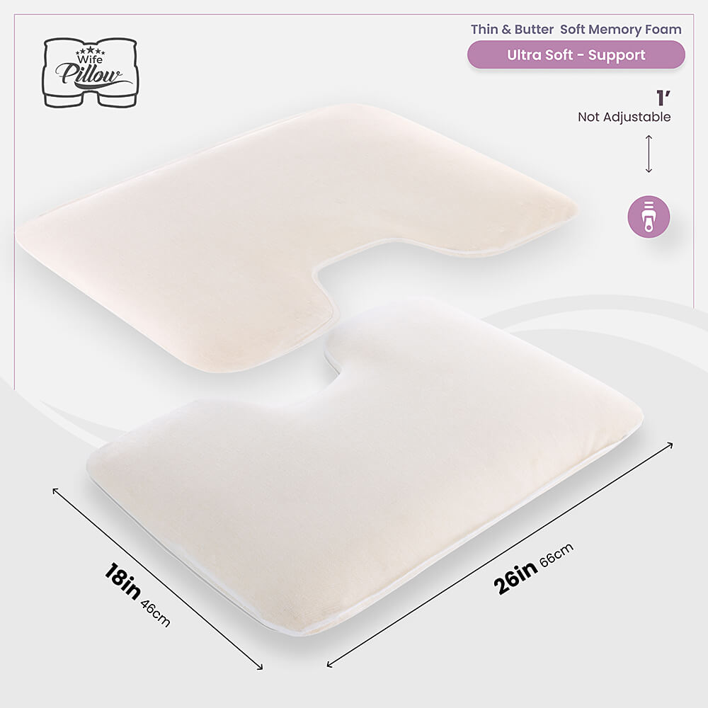 High Density Memory Foam Thin Pillow Insert Topper, OEKO-TEX 100 Certified Shell, provides firm support.