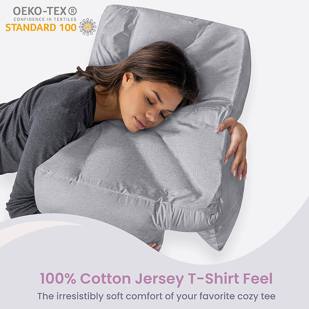 Ultra Soft White 100% Cotton Jersey Knit T-Shirt Pillowcase - OEKO-TEX Certified, Breathable, Stretchy, Envelope Closure