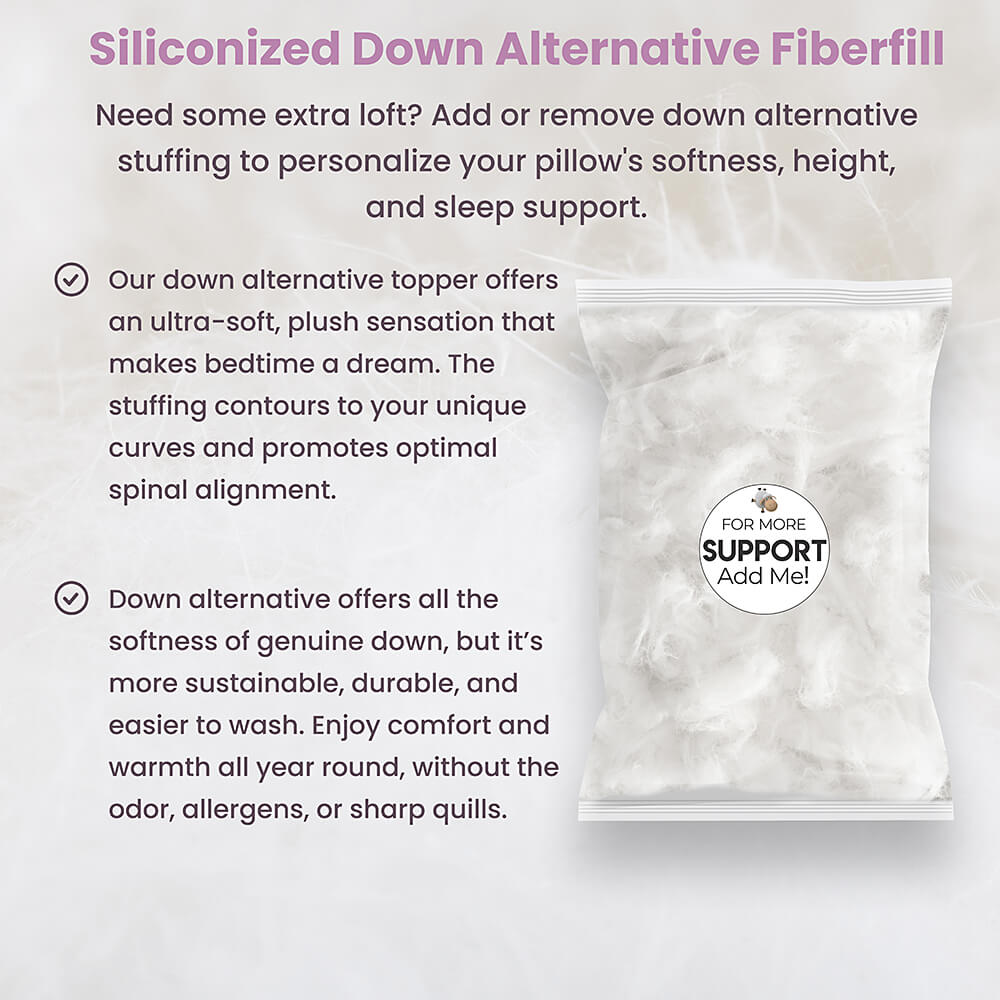 Adjustable Down Alternative Fiber Fill Pillow Topper for Ultimate Comfort