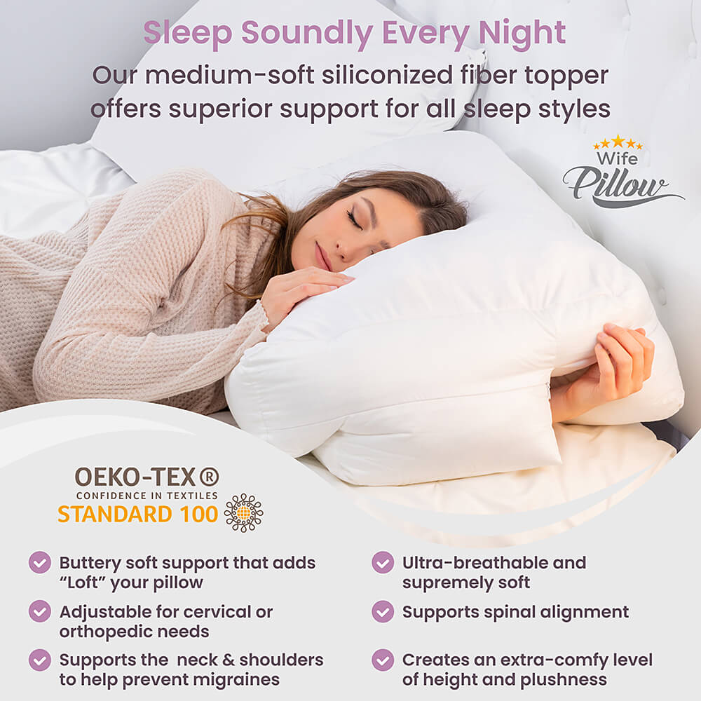 Down Feather Blended Topper for Wife Pillow: Flexible, adjustable, plush comfort for a better night's sleep.