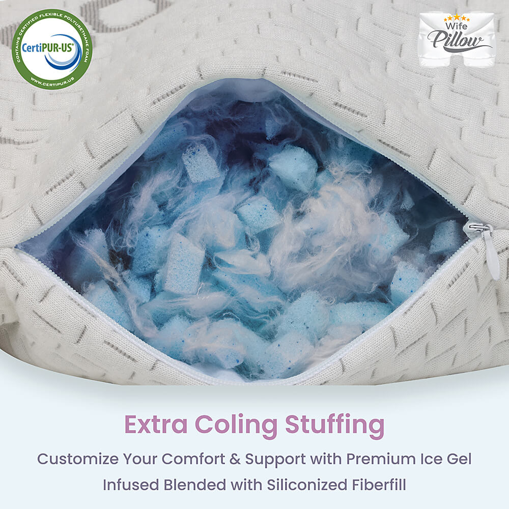 Wife Pillow - Topper, Cooling Shredded Memory Foam Filling - High ...