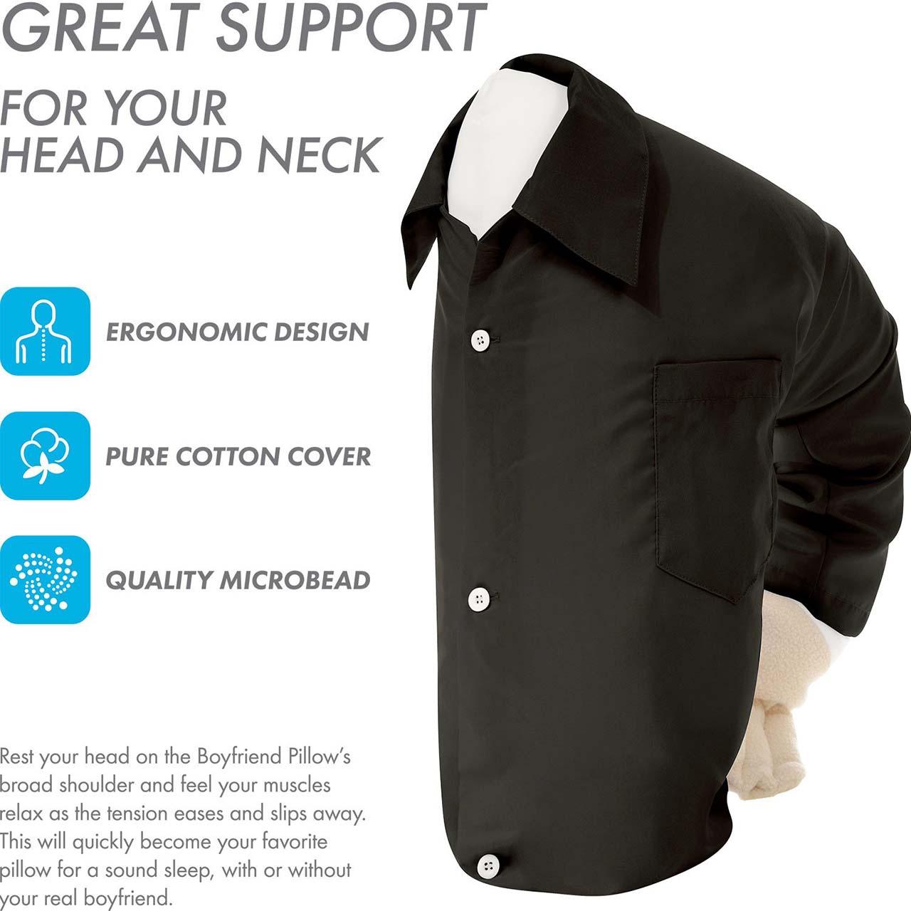 Boyfriend Pillow Microbead Filling With Cotton Shirt Always Cozy a