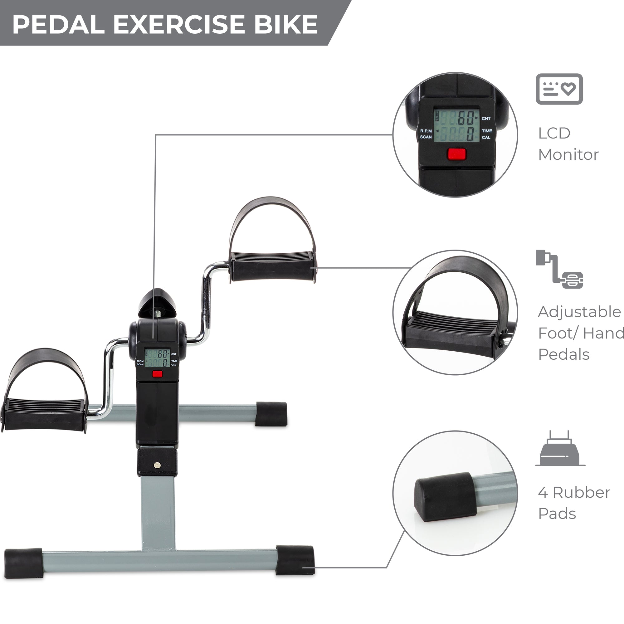 Folding Pedal Exercise Bike — Tone Legs & Arms with Display
