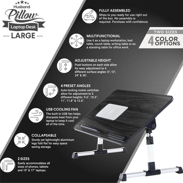 PUTORSEN Lap Desk Fit Up To 17.3 Inches Laptops, Portable Extra Large Laptop Cushion Desk With Mouse Pad And Wrist Pad For Notebook MacBook Tablet, Laptop Stand With Tablet Phone Holder