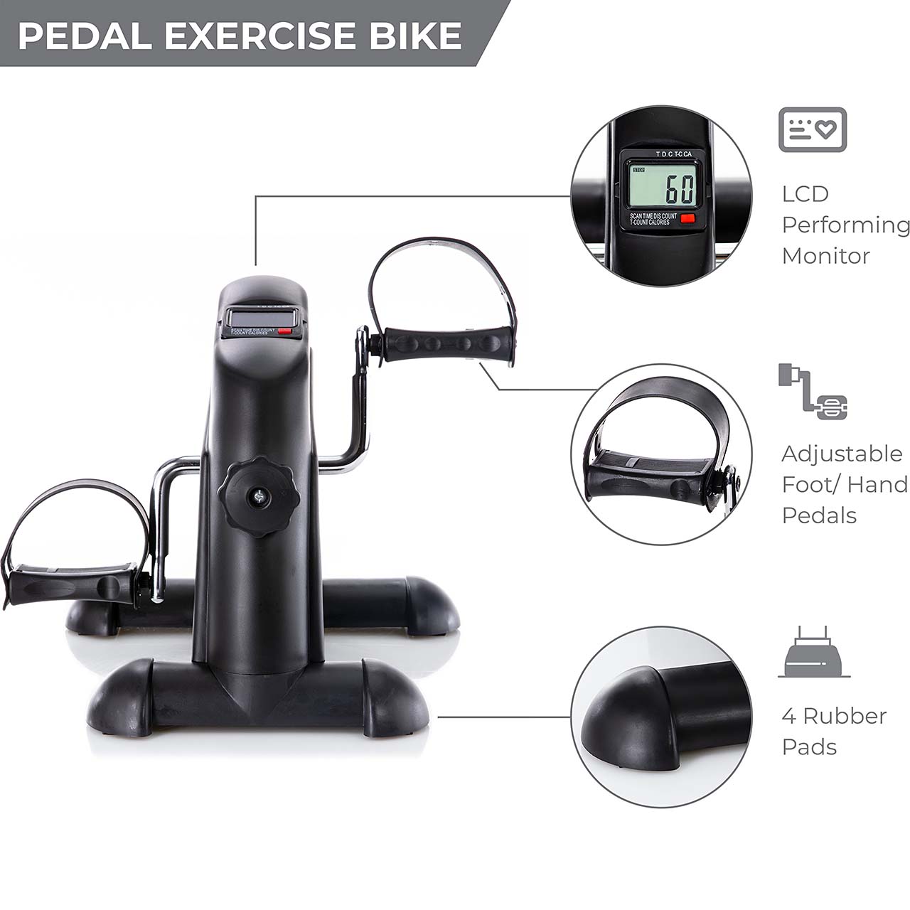 mini cycle pedal exerciser Pedal Exercise Mini Cycle Bike Silvery - Digital Display