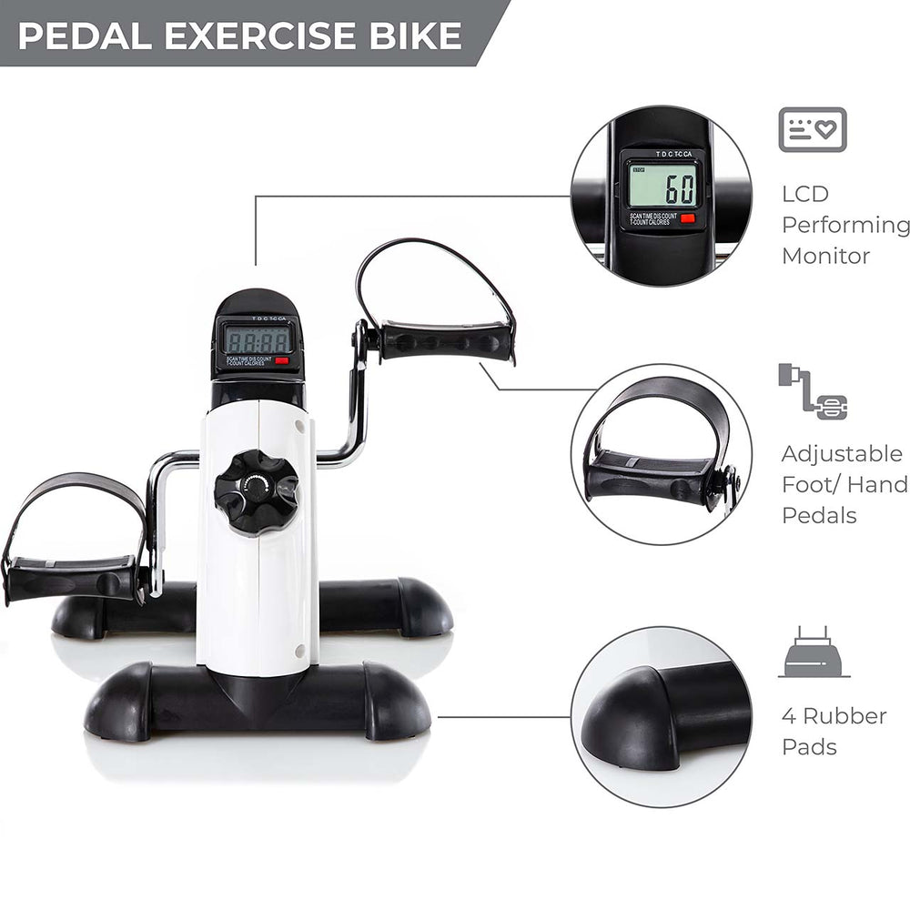 Silver Mini Pedal Exercise Bike with Digital Display — Adjustable