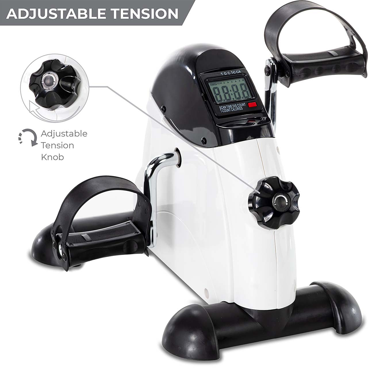 Silver Mini Pedal Exercise Bike with Digital Display — Adjustable
