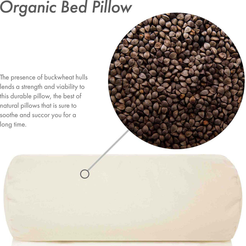 Buckwheat Neck Roll Bed Pillow Cervical Cylinder Round Bolster. Filled