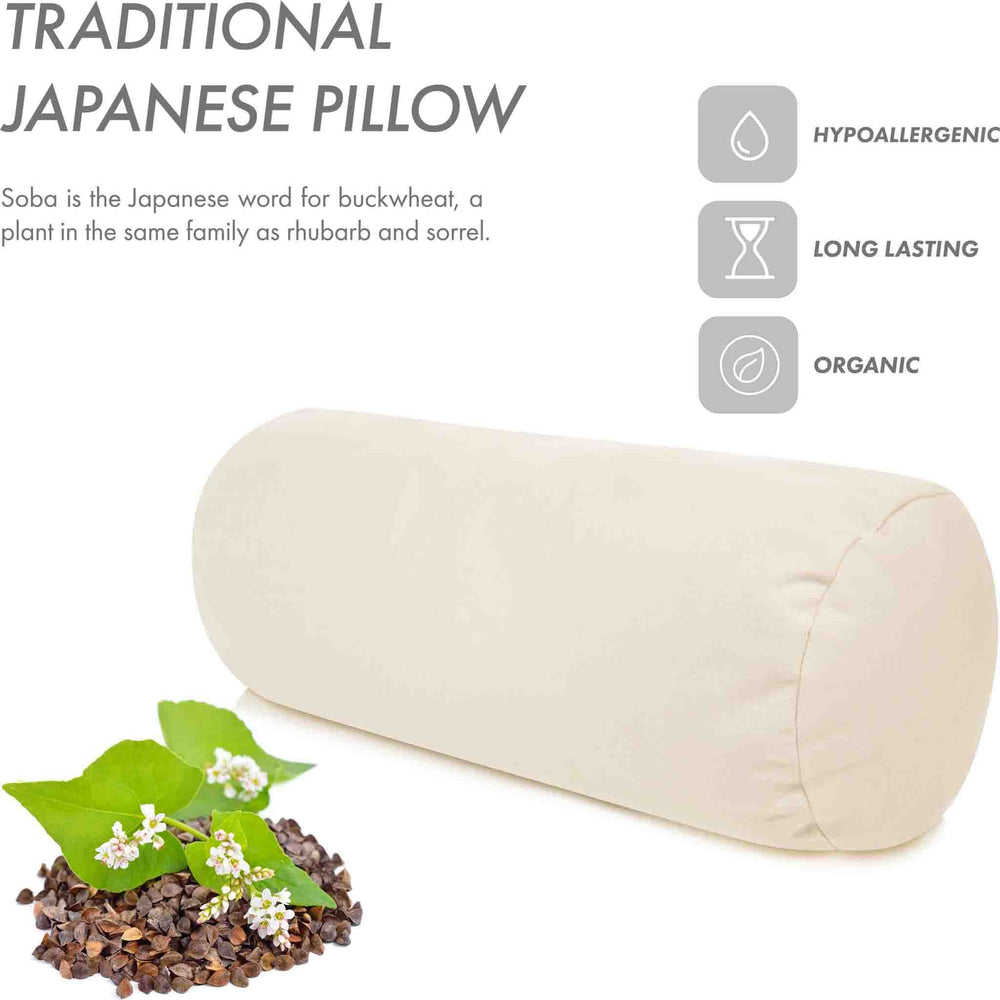 Buckwheat Neck Roll Bed Pillow Cervical Cylinder Round Bolster. Filled