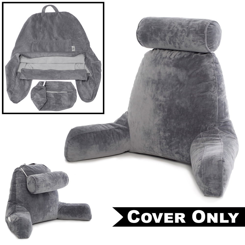 Husband Pillow XXL Cover Only Dark Grey, Cozy Microplush Bed Rest