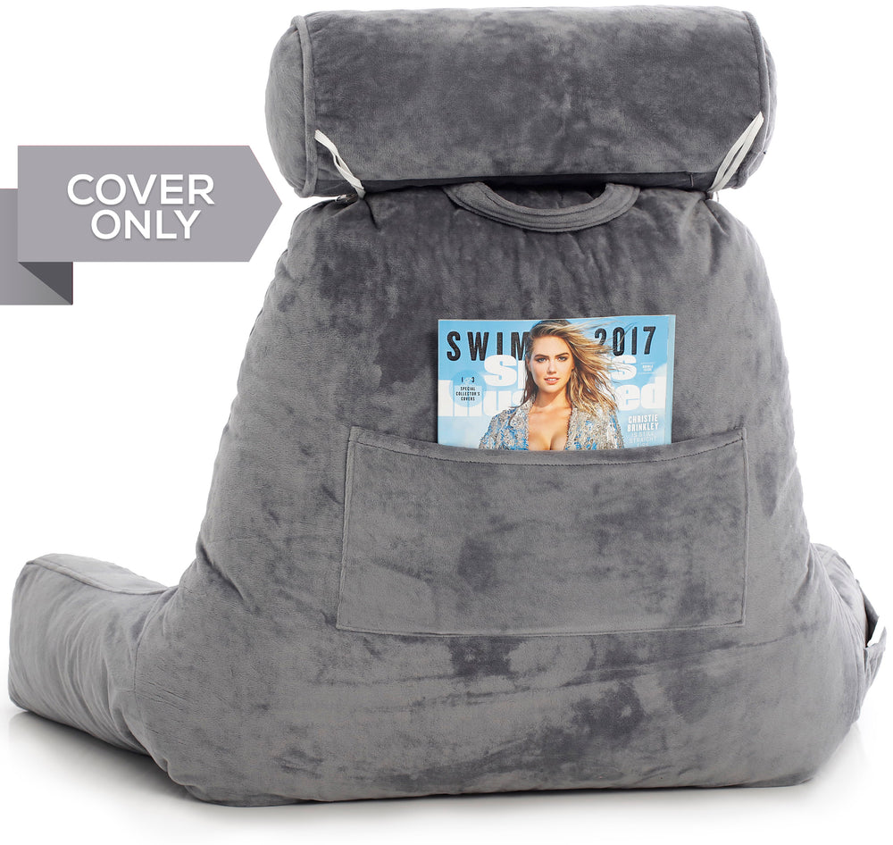 Husband Pillow XXL Cover Only Dark Grey, Cozy Microplush Bed Rest